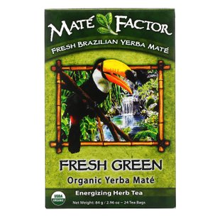 Органический Yerba Mate, свежий зеленый чай, Mate Factor, 24 чайных пакетиков, 2.96 унции (84 г) купить в Киеве и Украине