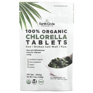 Organic Chlorella Tablets, Earth Circle Organics, 250 mg, 400 tablets, 3.5 ounces (100 g)