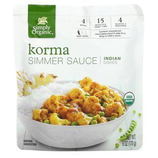 Sauce Korma Simmer, Indian Dishes, 6 oz (170 g)