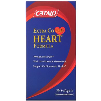 Catalo Naturals, Формула Extra CoQ10 для сердца с наттокиназой и льняным маслом, 30 мягких таблеток купить в Киеве и Украине