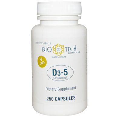 D3-5 холекальциферол, Bio Tech Pharmacal, Inc, 250 вегетаріанських капсул