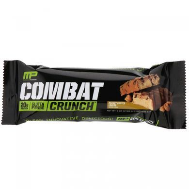 Combat Crunch, для любителей арахисового масла, MusclePharm, 12 батончиков, по 2,22 унции (63 г) каждый купить в Киеве и Украине