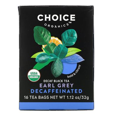 Чорний чай Earl Grey без кофеїну органік Choice Organic Teas (Earl Grey Black Tea) 16 шт. 32 г