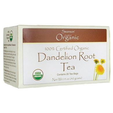100% сертифицированный органический чай с одуванчиком, 100% Certified Organic Dandelion Root Tea, Swanson, 91 грам купить в Киеве и Украине