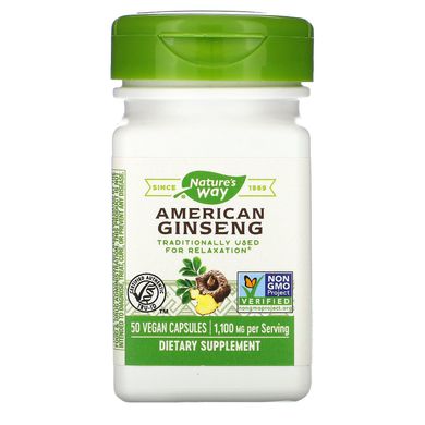 Женьшень американський, American Ginseng, Nature's Way, корінь, 550 мг, 50 вегетаріанських капсул