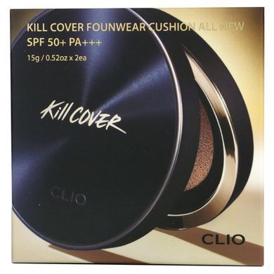Clio, Kill Cover, Founwear cushion set, SPF 50+, PA +++, sand 05, 2 cushions, 0.52 ounces (15 g) each.