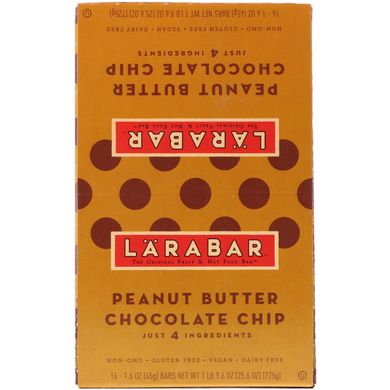 Батончики з шоколадною крихтою і арахісовим маслом Larabar (Peanut Butter) 16 бат.
