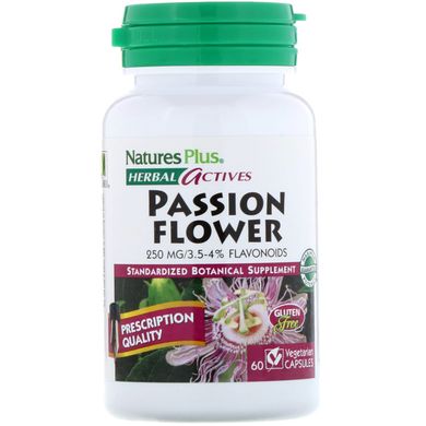 Пасифлора Nature's Plus (Herbal Actives Passion Flower) 250 мг 60 вегетаріанських капсул