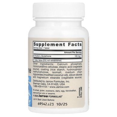 S-ацетил-L-глутатион, S-Acetyl L-Glutathione Intracellular Antioxidant, Jarrow Formulas, 100 мг, 60 таблеток купить в Киеве и Украине