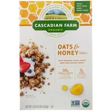 Органічна гранола з вівсяної крупи з медом, Cascadian Farm, 16 унцій (453 г)