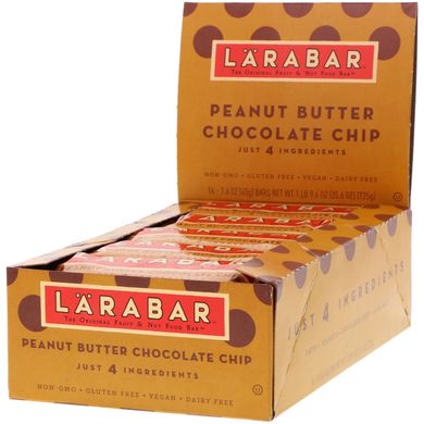 Батончики з шоколадною крихтою і арахісовим маслом Larabar (Peanut Butter) 16 бат.