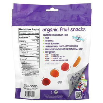 Фруктовые снеки банан и вишня и персик и клубника YumEarth (Fruit Snacks) 5 пакетиков по 19.8 г купить в Киеве и Украине