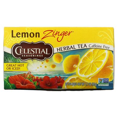 Трав'яний чай, без кофеїну, Лимонне чудо, Celestial Seasonings, 20 пакетиків, 1,7 oz (47 г)