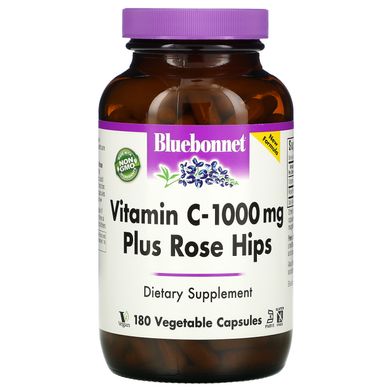 Вітамін C з плодами шипшини Bluebonnet Nutrition (Vitamin C -1000 mg Plus Rose Hips) 1000 мг / 25 мг 180 капсул