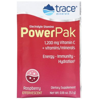 Електроліти Trace Minerals Research (Electrolyte Stamina Power Pak) 30 пакетиків зі смаком малини
