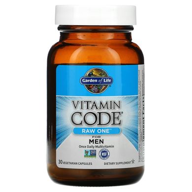 Сирі мультивітаміни для чоловіків, Raw One for Men, Vitamin Code, Garden of Life, 30 вегетаріанських капсул