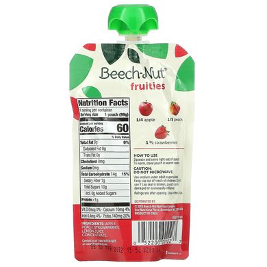 Бук-горіх, фрукти, етап 2, яблуко, персик та полуниця, 12 пакетиків по 3,5 унції (99 г) кожен