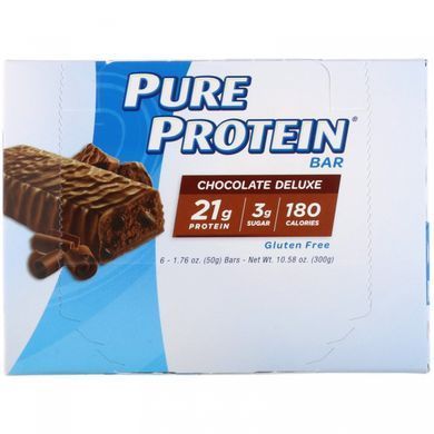 Батончики з високим вмістом білка, з шоколадним смаком, Pure Protein, 6 батончиків, 1,76 унцій (50 г) кожен