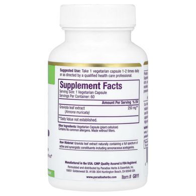 Soursop, Paradise Herbs, Brazilian, 60 capsules