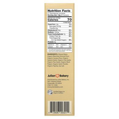 Органические тонкие крекеры палео, соль и перец, Julian Bakery, 238 г (8,4 унции) купить в Киеве и Украине