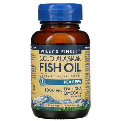 Аляскинский рыбий жир Wiley's Finest (Wild Alaskan Fish Oil) 1250 мг 30 капсул купить в Киеве и Украине