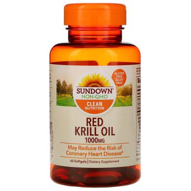 Масло червоного криля Sundown Naturals (Red Krill Oil) 1000 мг 60 капсул