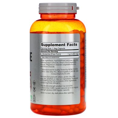Глютамін Now Foods (L-Glutamine Sports) 1000 мг 240 капсул