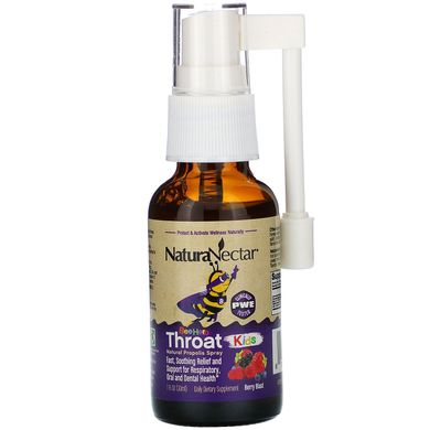 Натуральний спрей з прополісом, Bee Hero Throat Kids, Natural Propolis Spray, Berry Blast, NaturaNectar, 30 мл