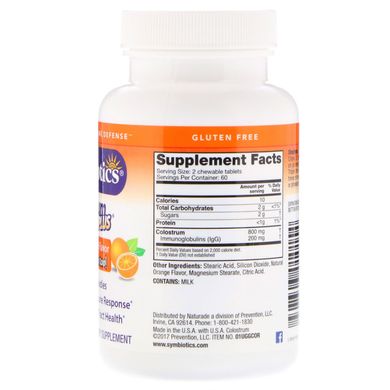Колострум смак апельсина Symbiotics (Colostrum Plus) 120 жувальних таблеток