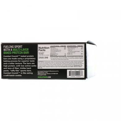 Combat Crunch, для любителей арахисового масла, MusclePharm, 12 батончиков, по 2,22 унции (63 г) каждый купить в Киеве и Украине