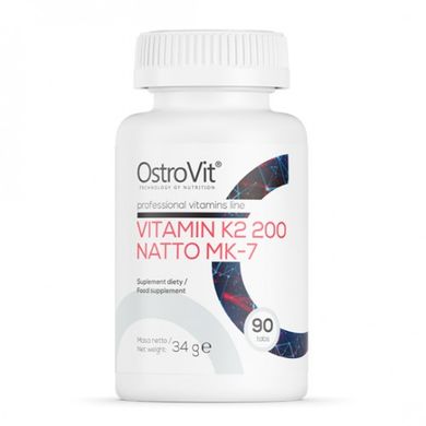 Вітамін К2 200, VITAMIN K2 200 NATTO MK-7, OstroVit, 90 таблеток