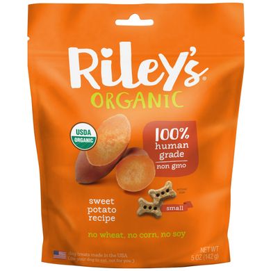 Ласощі для собак, маленька кісточка, рецепт з солодкою картоплею, Riley's Organics, 5 унцій (142 г)