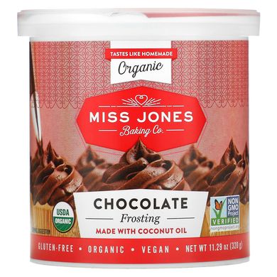 Miss Jones Baking Co, Органічна глазур, шоколад, 11,29 унції (320 г)