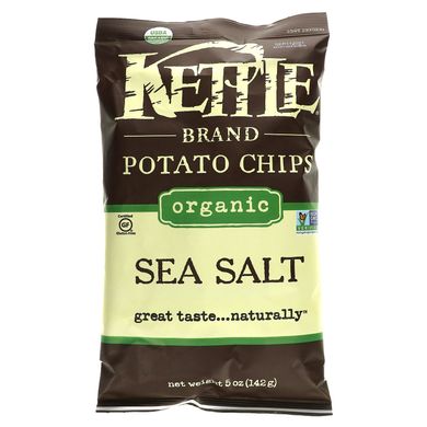 Органические картофельные чипсы, морская соль, Kettle Foods, 5 унций (142 г) купить в Киеве и Украине