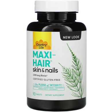 Вітаміни для волосся сертифіковані Country Life (Maxi Hair) 90 таблеток