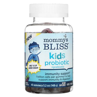 Mommy's Bliss, Дитячий пробіотик + пребіотик, від 2 років, ягода, 45 жувальних цукерок