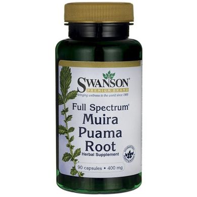 Муіра Пуама, Full-Spectrum Muira Puama Root, Swanson, 400 мг, 90 капсул