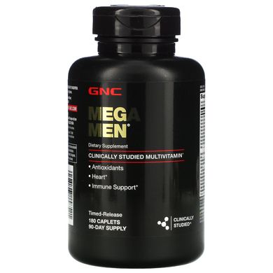 GNC, Mega Men, клінічно вивчені мультивітаміни для чоловіків, 180 капсул