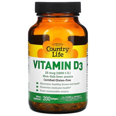 Вітамін Д3 Country Life (Vitamin D-3) 1000 МО 200 капсул