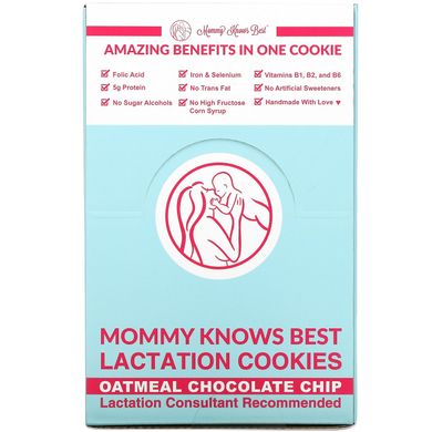 Mommy Knows Best, Lactation Cookies, печенье с овсяно-шоколадной крошкой, 10 шт., 57 г (2 унции) каждое купить в Киеве и Украине