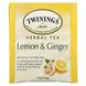 Трав'яний чай, без кофеїну, лимон і імбир, Twinings, 20 пакетиків, 1,32 унції (37,5 г) фото