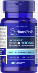 Засіб для продовження молодості ДГЕА, DHEA, Puritan's Pride, 100 мг, 60 капсул