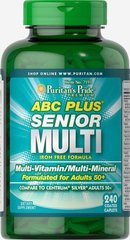 Мультивітамінна мультимінеральна формула ABC Plus® Senior, ABC Plus® Senior Multivitamin Multi-Mineral Formula, Puritan's Pride, 240 таблеток