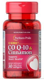 Коэнзим Q-10 Q-SORB&trade; Корица, Q-SORB&trade; Ultra Co Q-10 & Cinnamon, Puritan's Pride, 200 мг/1000 мг, 30 капсул купить в Киеве и Украине