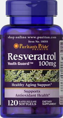 Ресвератрол, Resveratrol, Puritan's Pride, 100 мгГ, 120 капсул