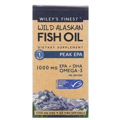 Аляскинский рыбий жир Wiley's Finest (Wild Alaskan Fish Oil) 1250 мг 60 капсул купить в Киеве и Украине
