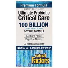 Пробіотики Natural Factors (Ultimate Probiotic Critical Care) 100 мільярдів КУО 30 капсул