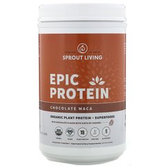 Рослинний білок + суперпродукти шоколадна маку органік Sprout Living (Epic Protein Organic Plant + Superfoods Chocolate Maca) 910 г