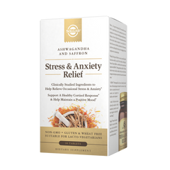 Препарат для зняття стресу і тривоги Ашваганда і Шафран Solgar (Stress & Anxiety Relief Ashwagandha And Saffron) 30 таблеток