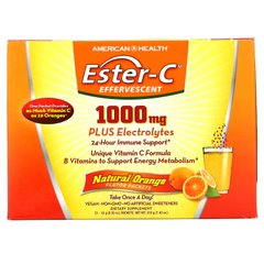 Вітамін С шипучий Естер С апельсин American Health 1000 мг 21 пакетик по 10 г